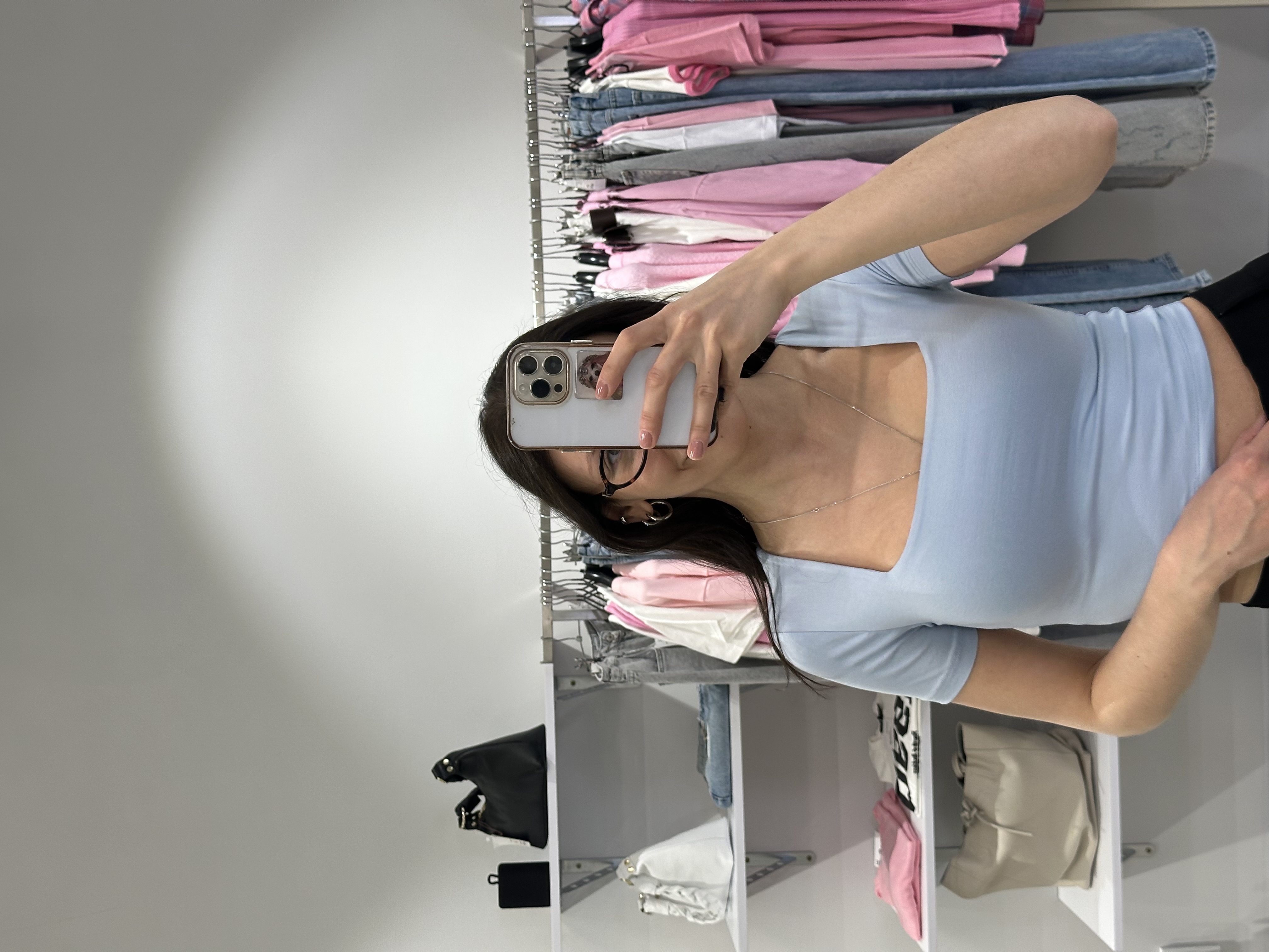 Футболка вкорочена квадратний виріз 5190 блакитний, L