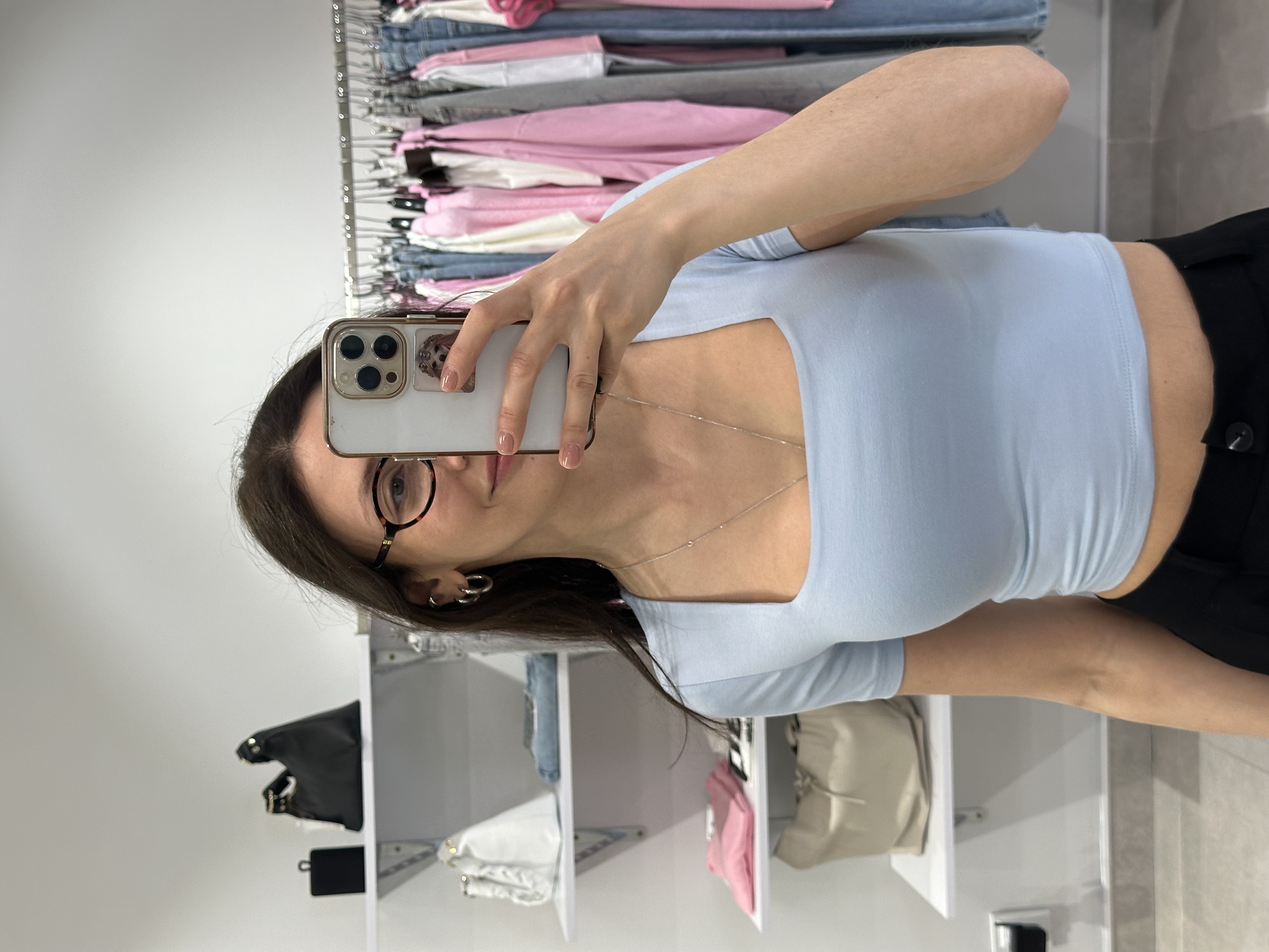 Футболка вкорочена квадратний виріз 5190 блакитний