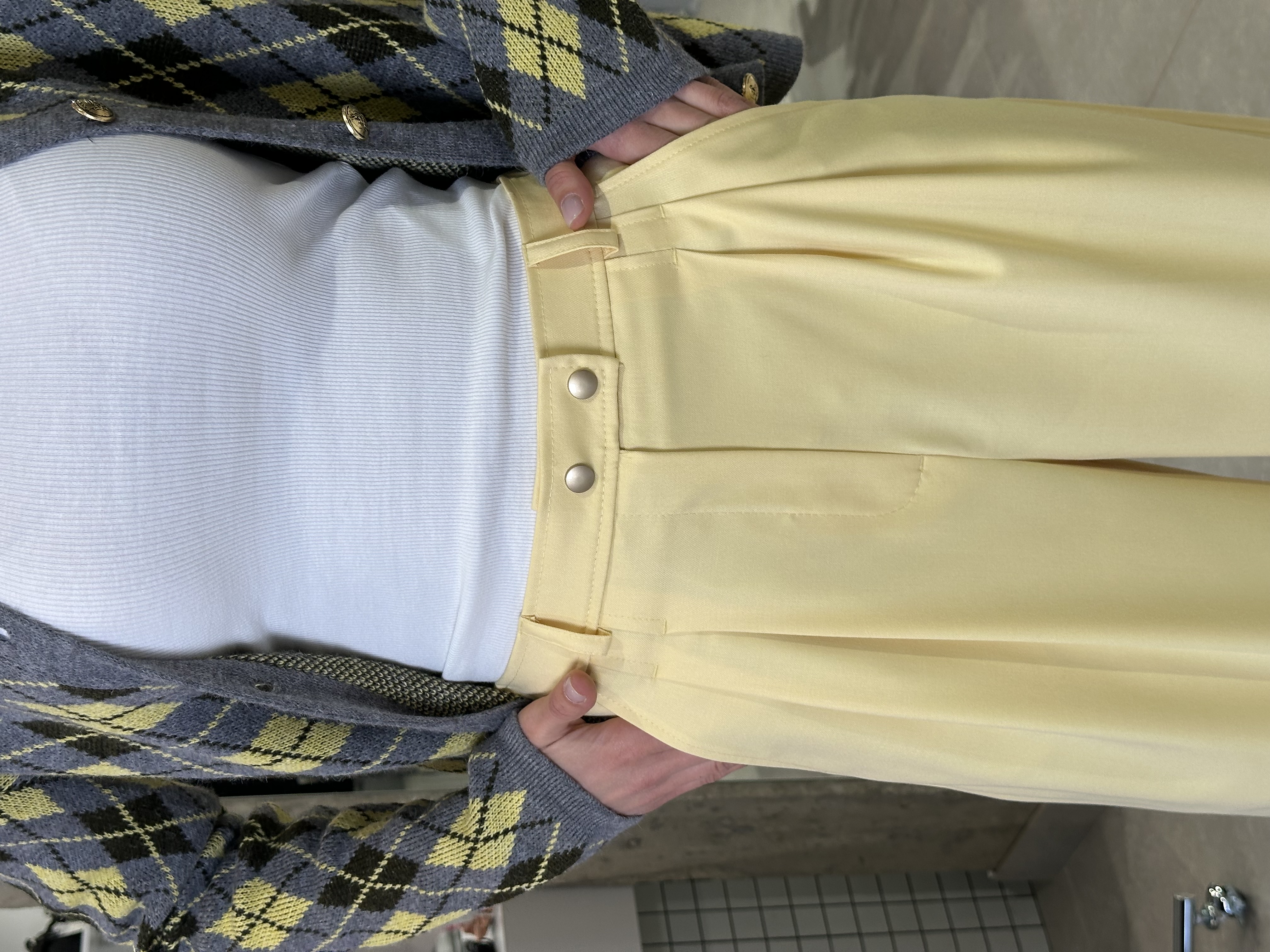 Брюки Беатріс костюмка 298_113 банановий, XS