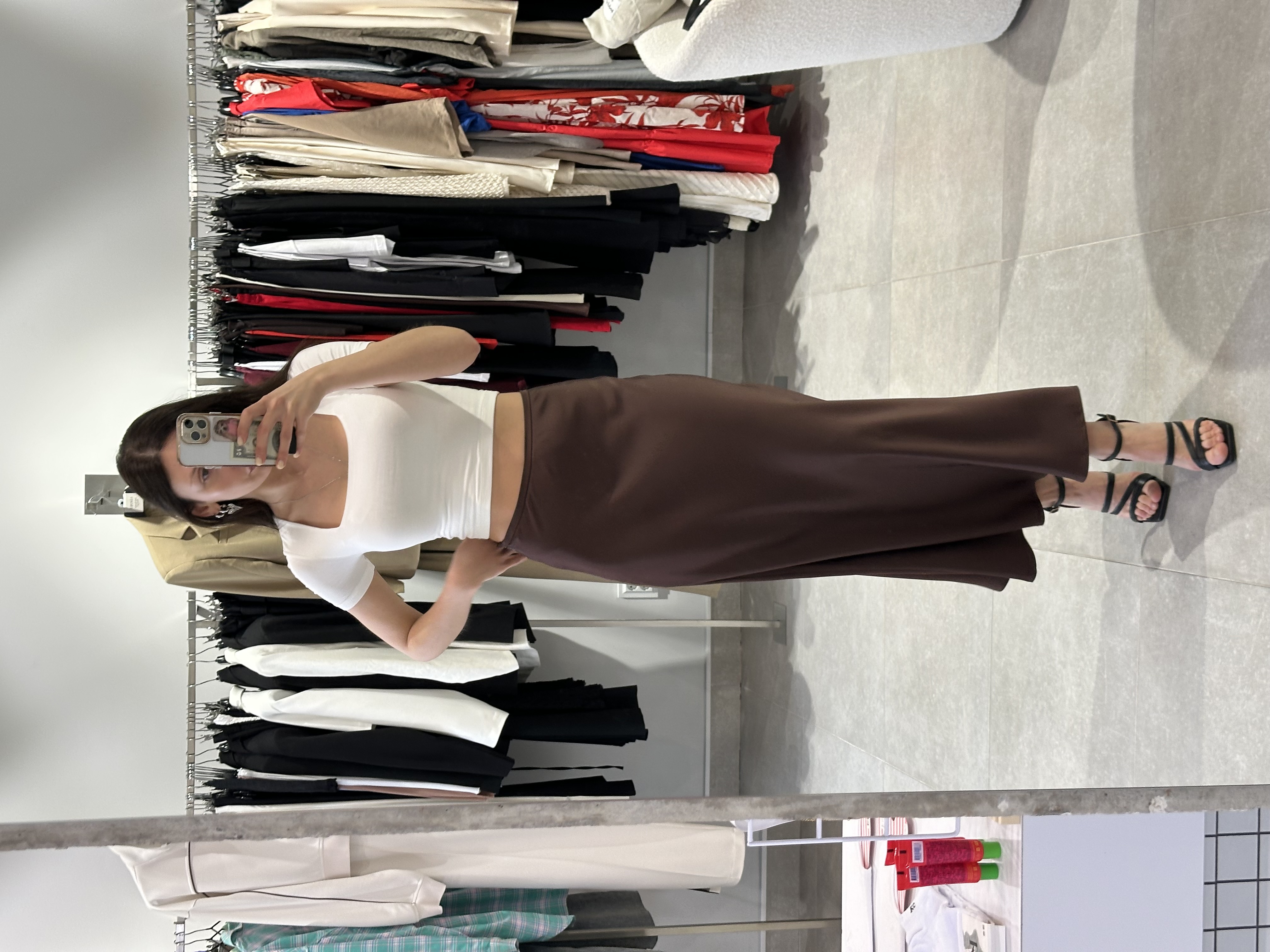 Спідниця 960\35-2 максі шовк шоколад, XS