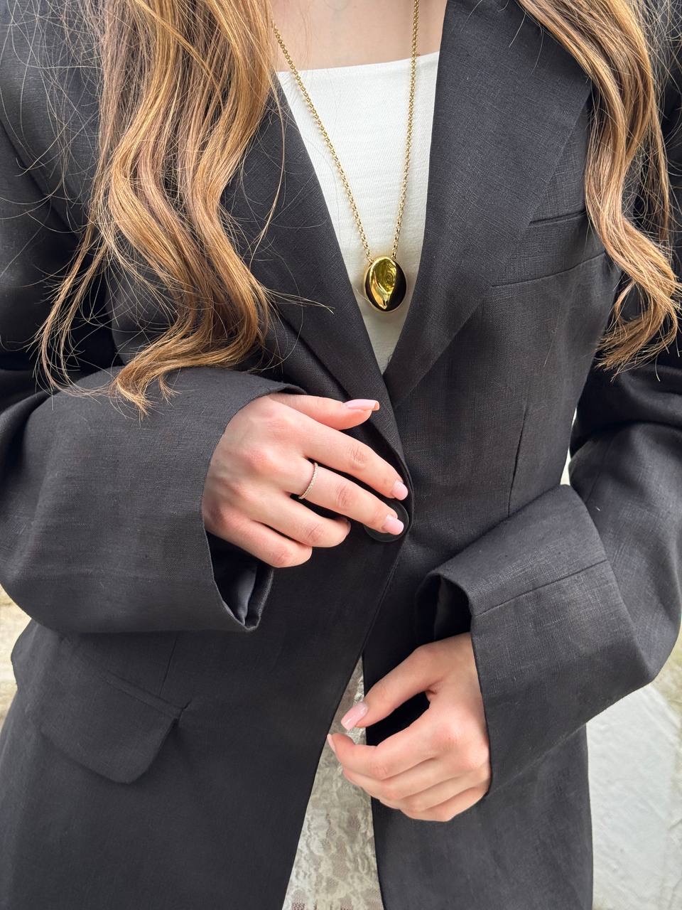 Жакет приталений льон RV чорний, M