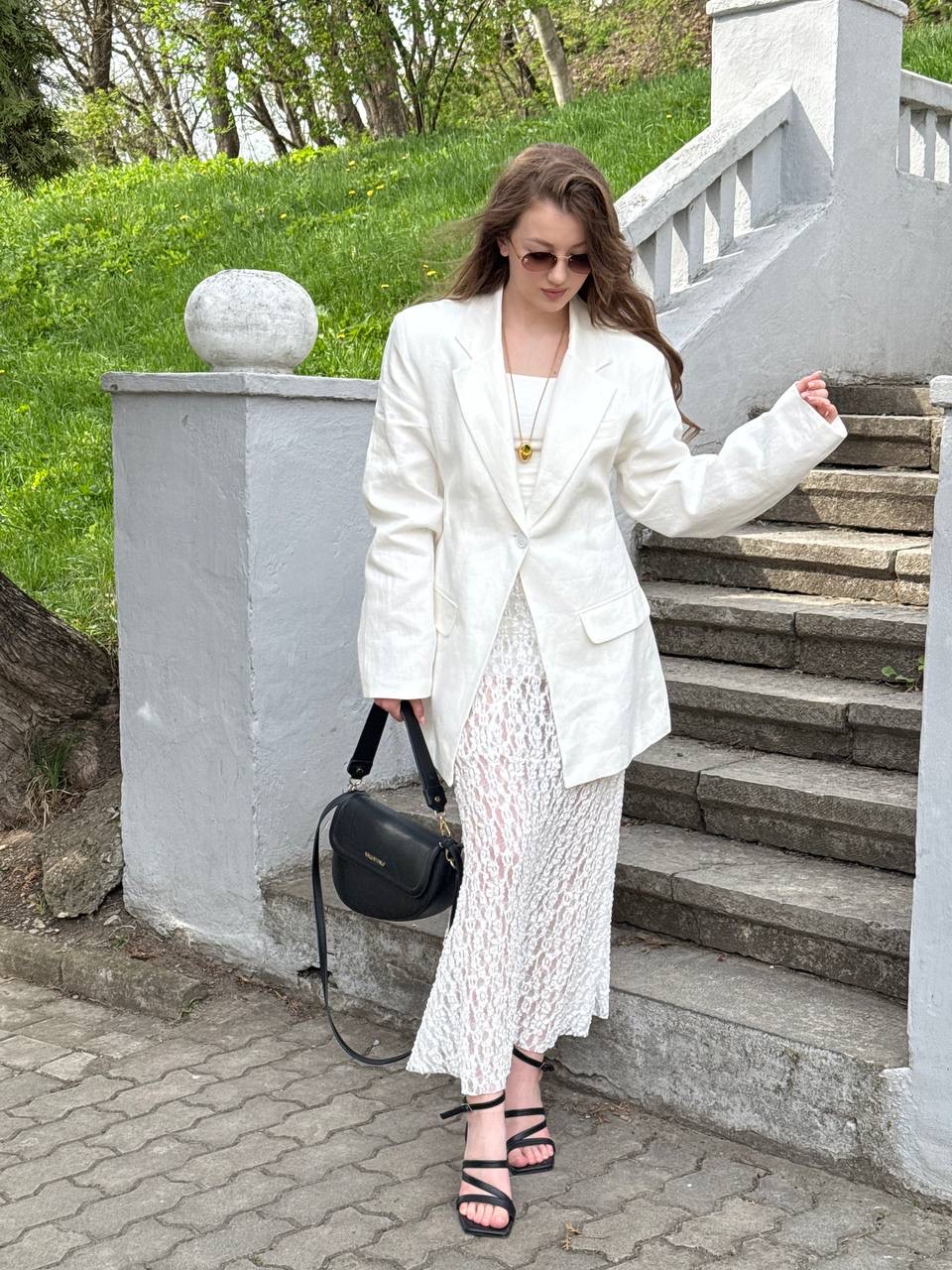 Жакет приталений льон RV білий