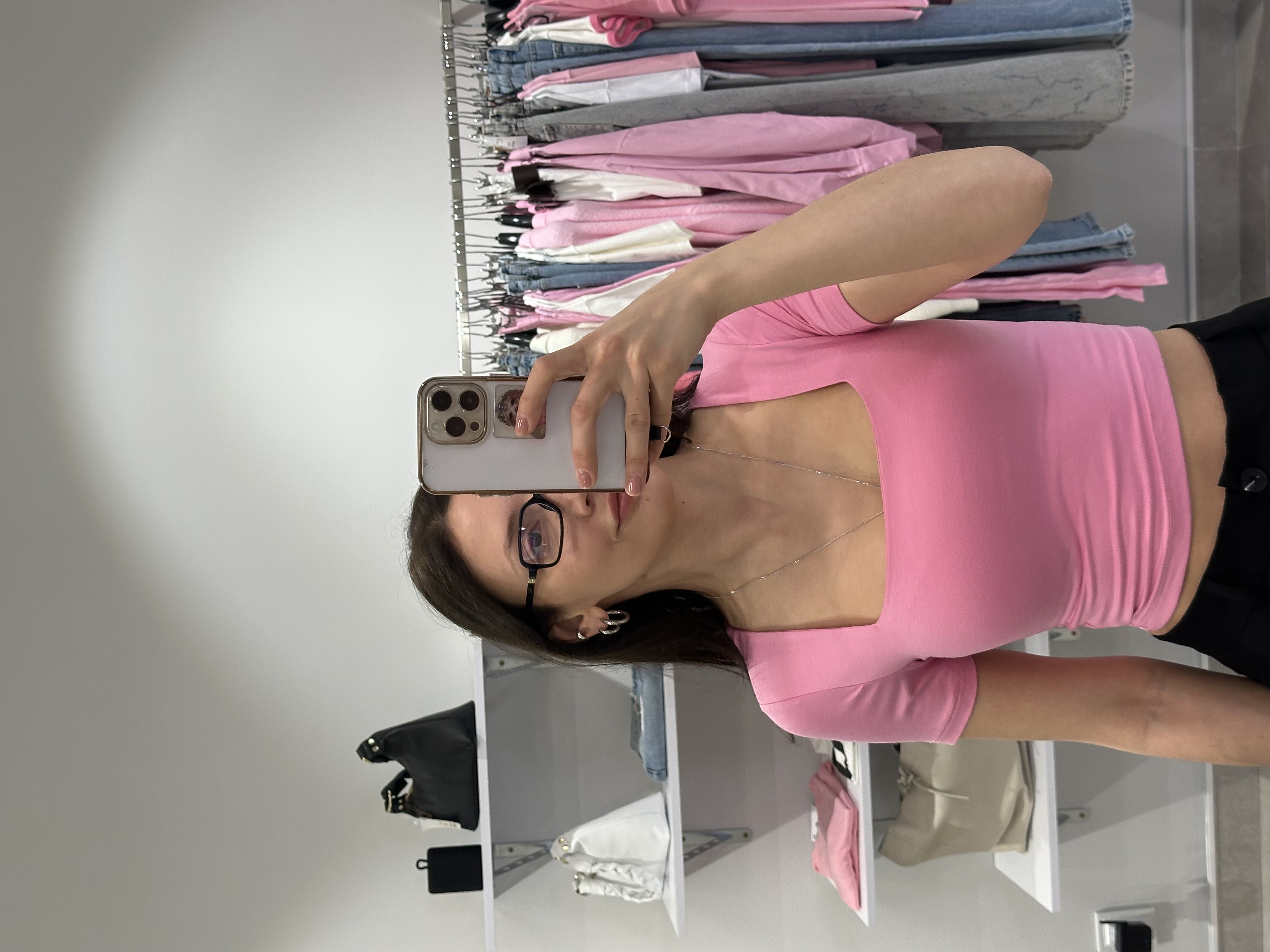 Футболка вкорочена квадратний виріз 5190 рожевий, L