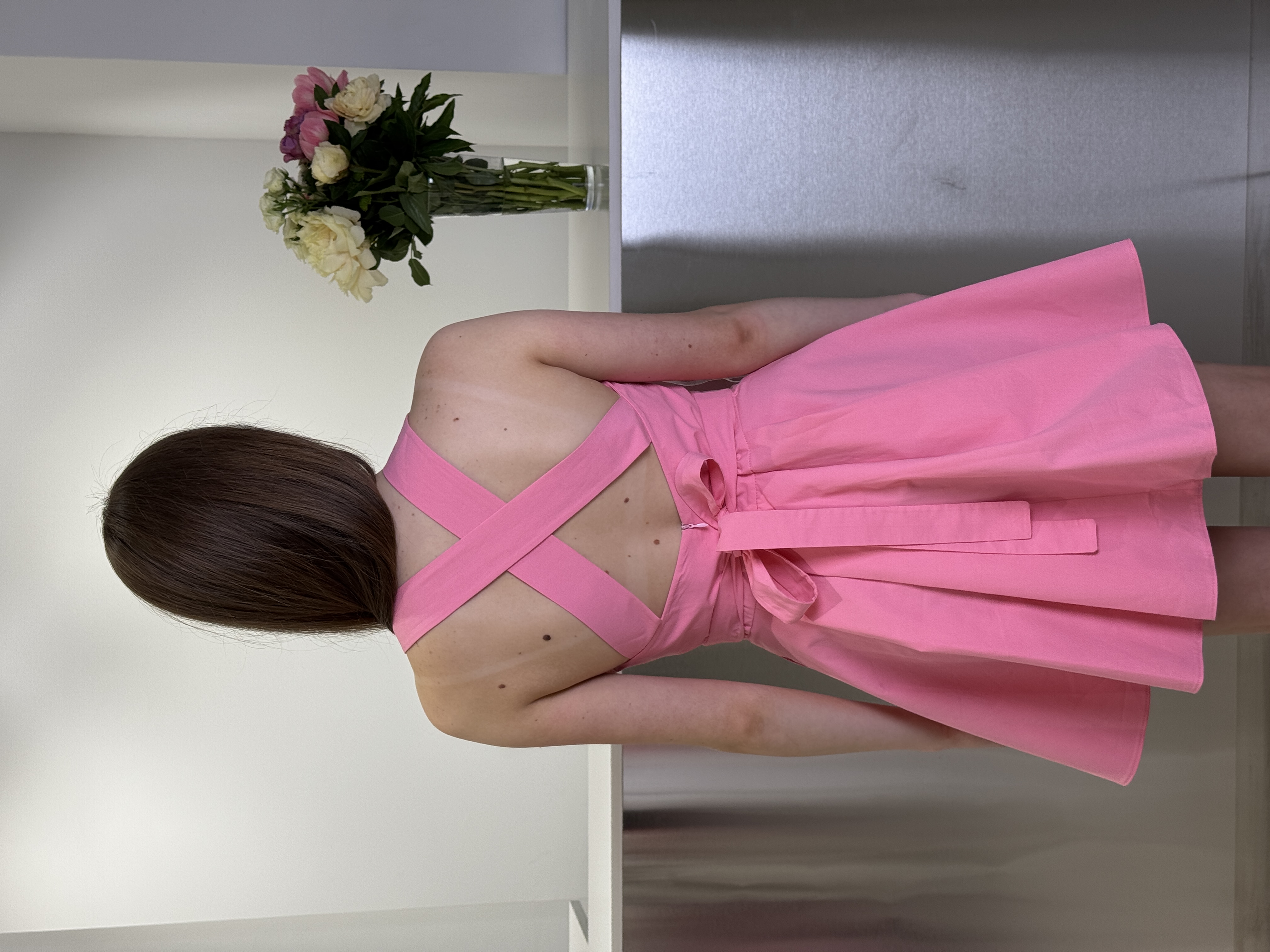 Сукня 12344 міні на зав'язках рожевий, L