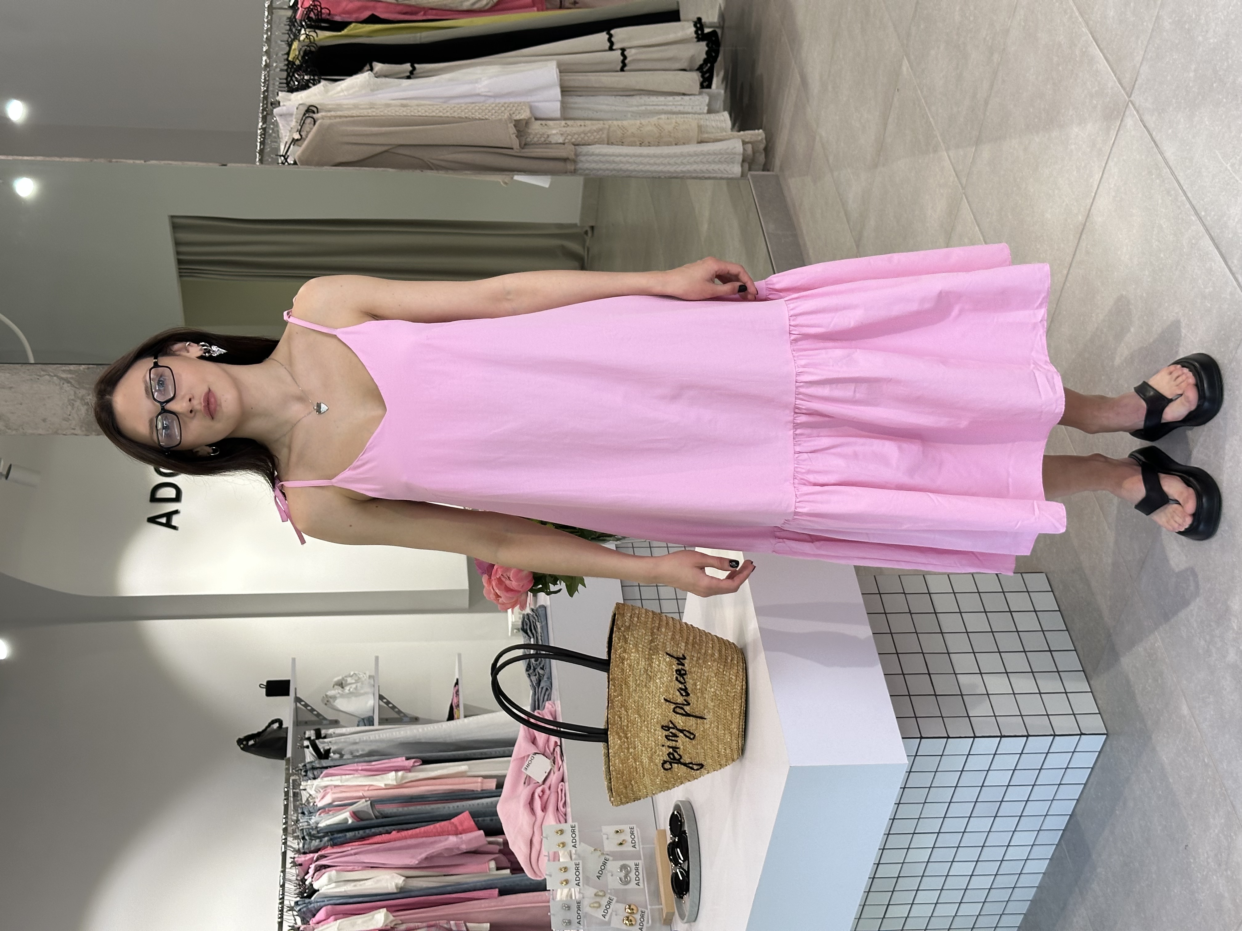 Сукня 2041 міді на зав'язках пудра