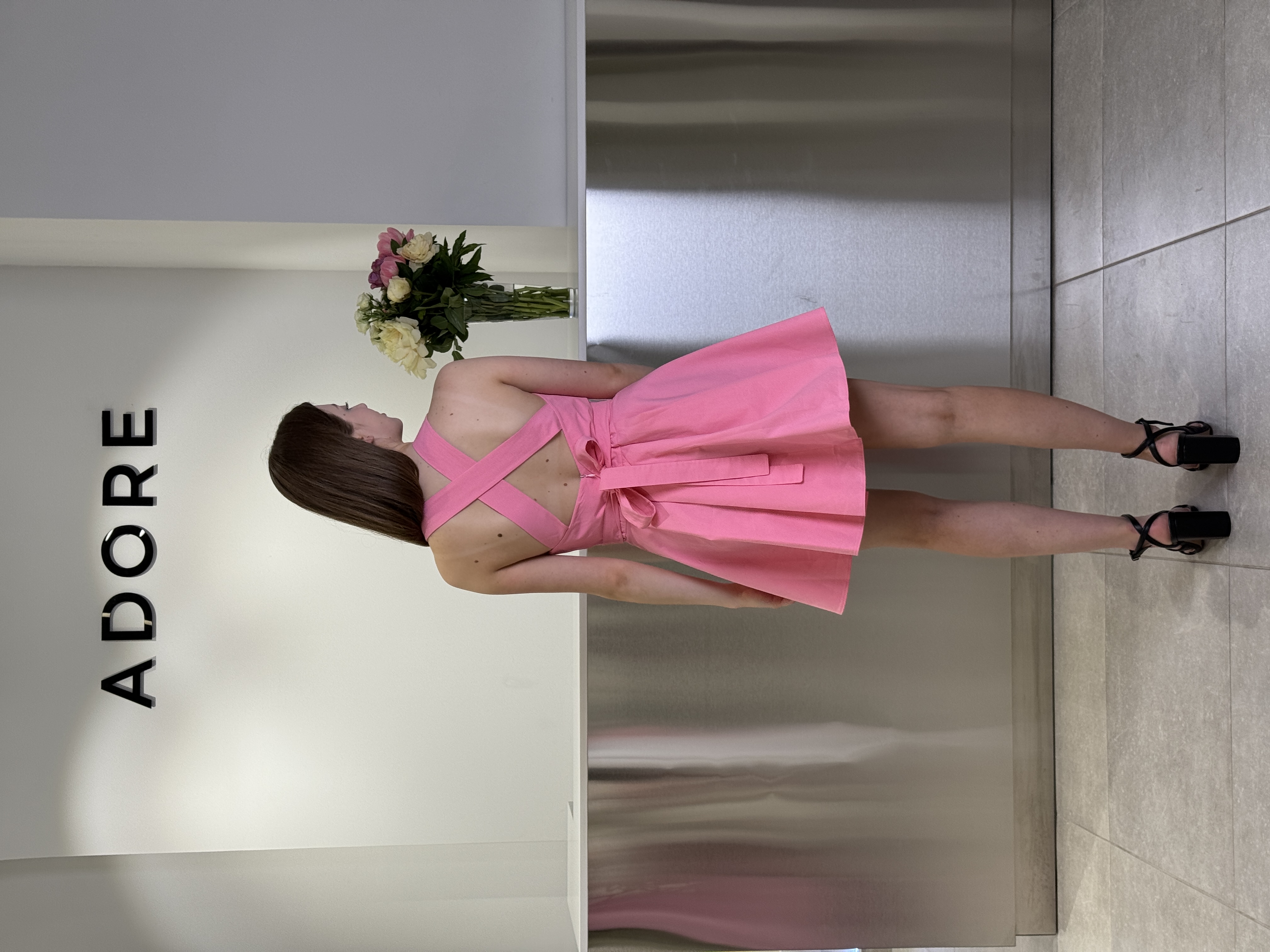 Сукня 12344 міні на зав'язках рожевий, L