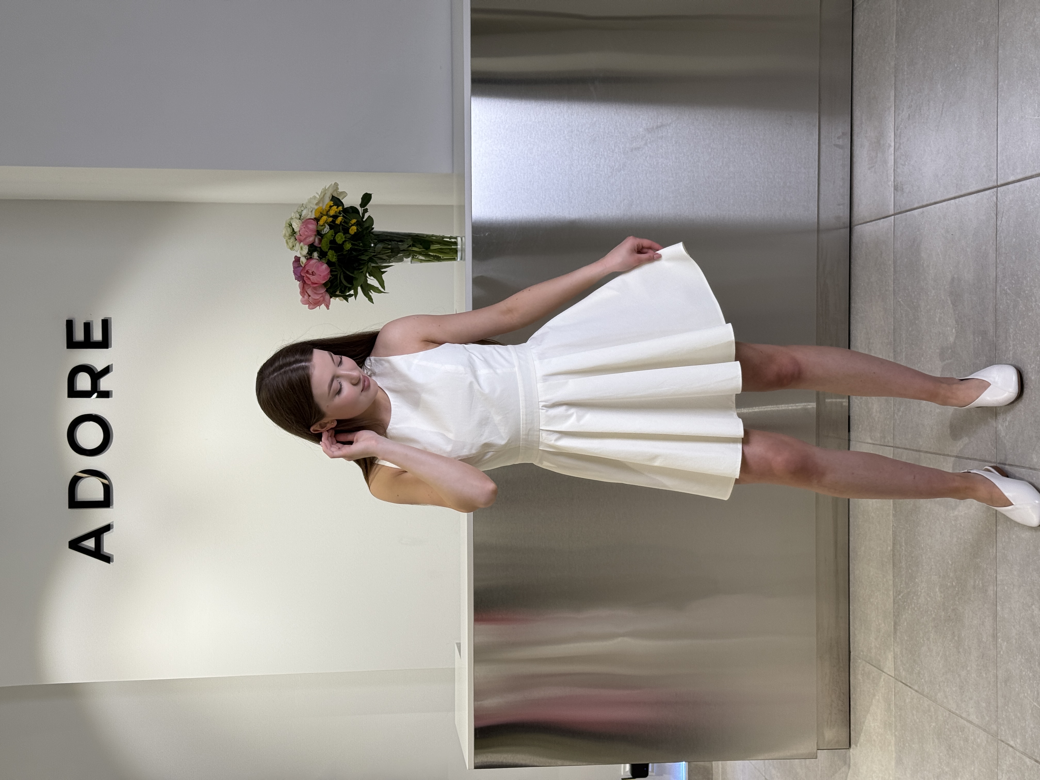 Сукня 12344 міні на зав'язках ваніль, L