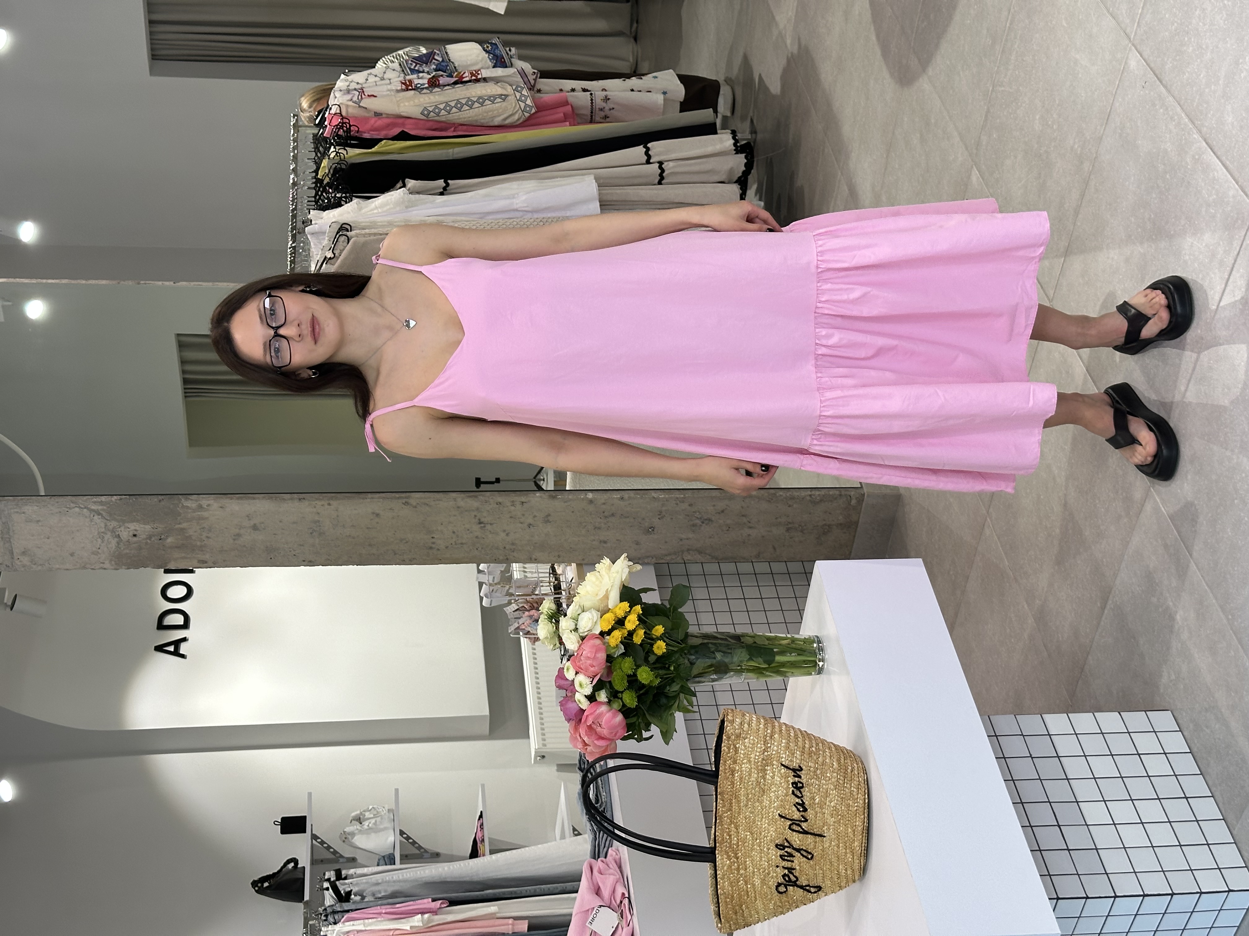 Сукня 2041 міді на зав'язках пудра, S