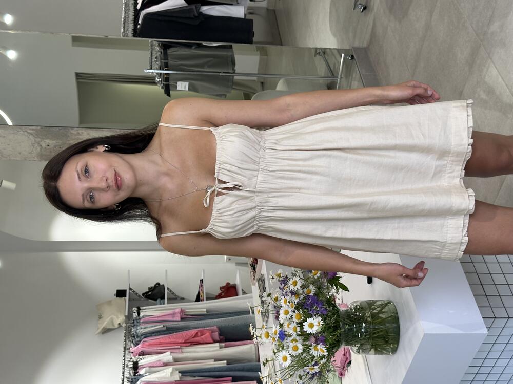 Сукня 1195\43 льон віскоза світлий беж