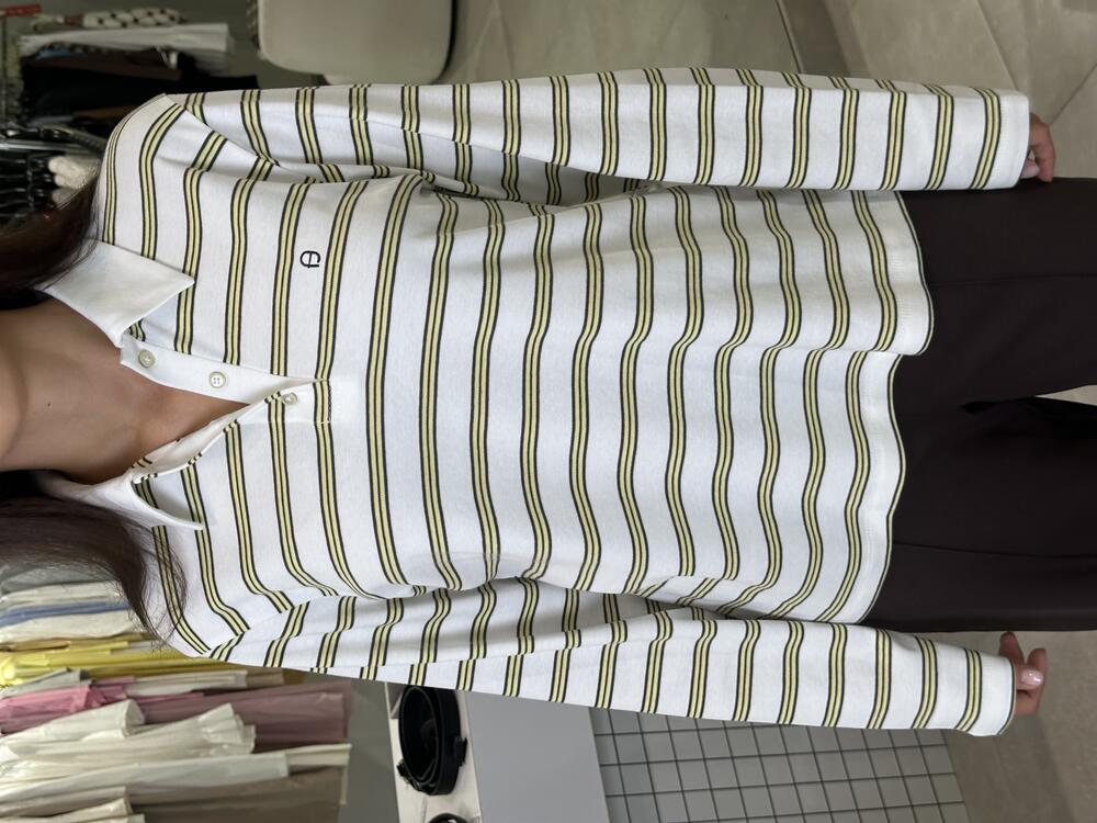 Поло 1157/11-2 молочний в оливкову полоску, XS