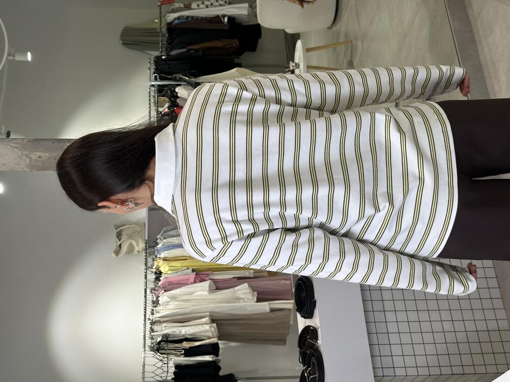 Поло 1157/11-2 молочний в оливкову полоску, XS