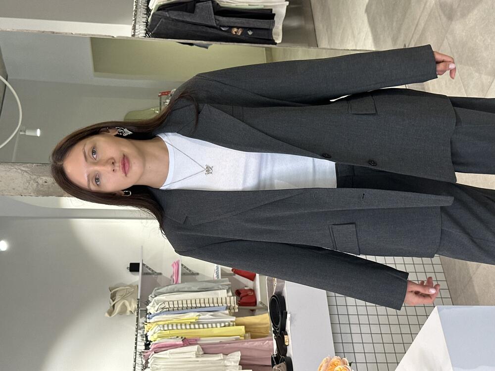 Жакет костюмка меланж сірий, M-L