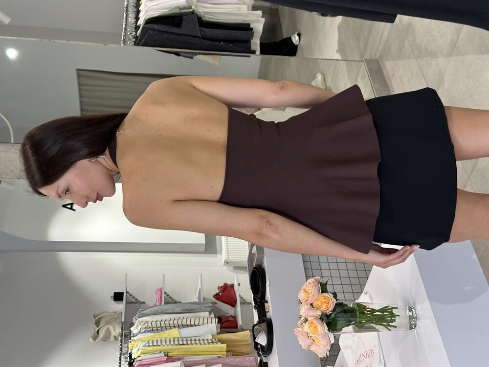 Еластичний топ з баскою шоколад, one size