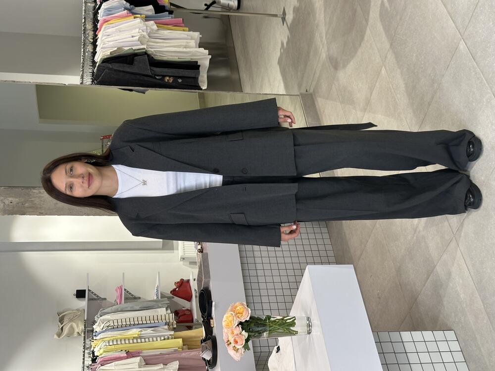 Жакет костюмка меланж сірий, M-L