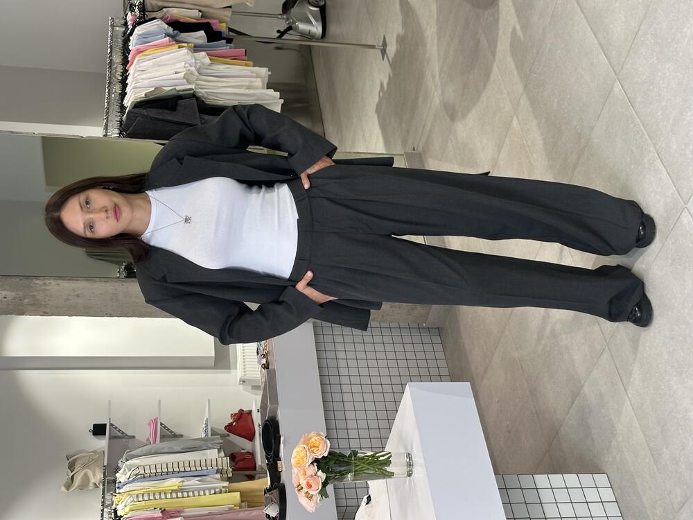 Жакет костюмка меланж сірий, M-L