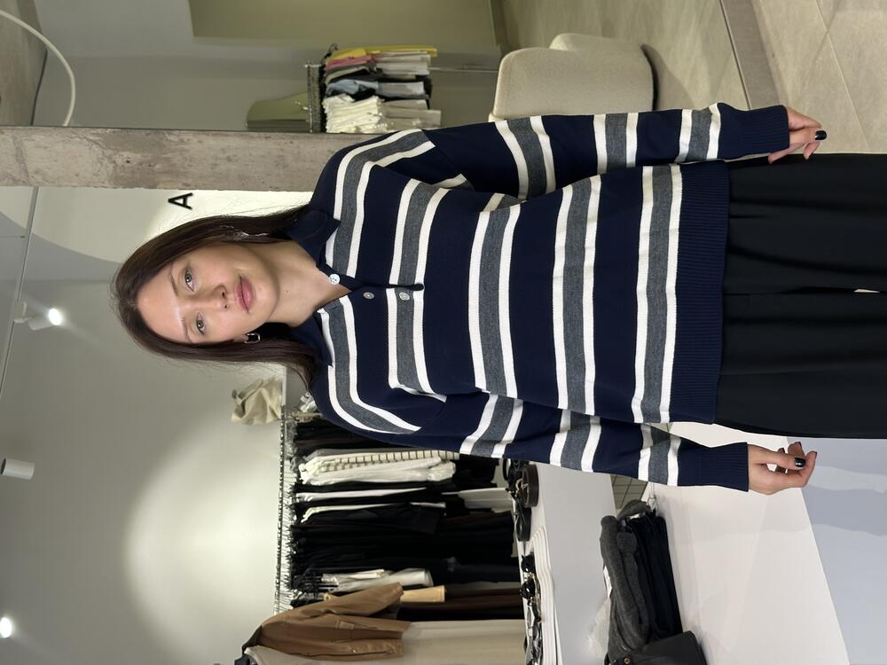 Поло QU Style в полоску 241184 темно-синій\беж