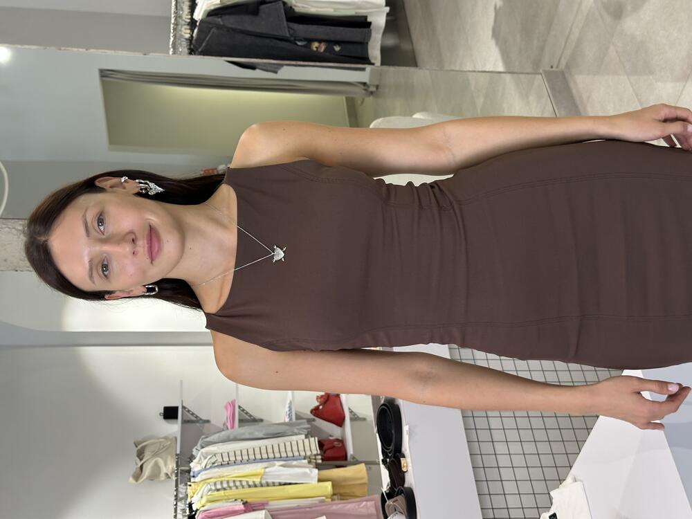 Сукня силуетна міді шоколад, S