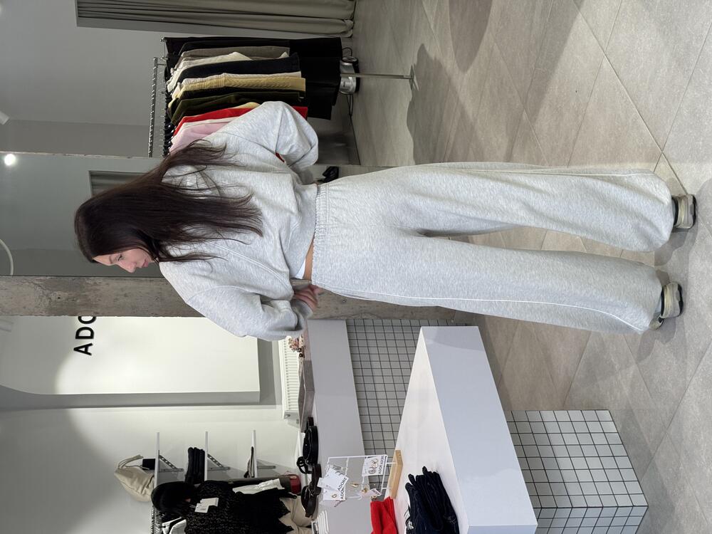 Костюм трьохнитка 30-1 меланж-оливка з білими лампасами, S