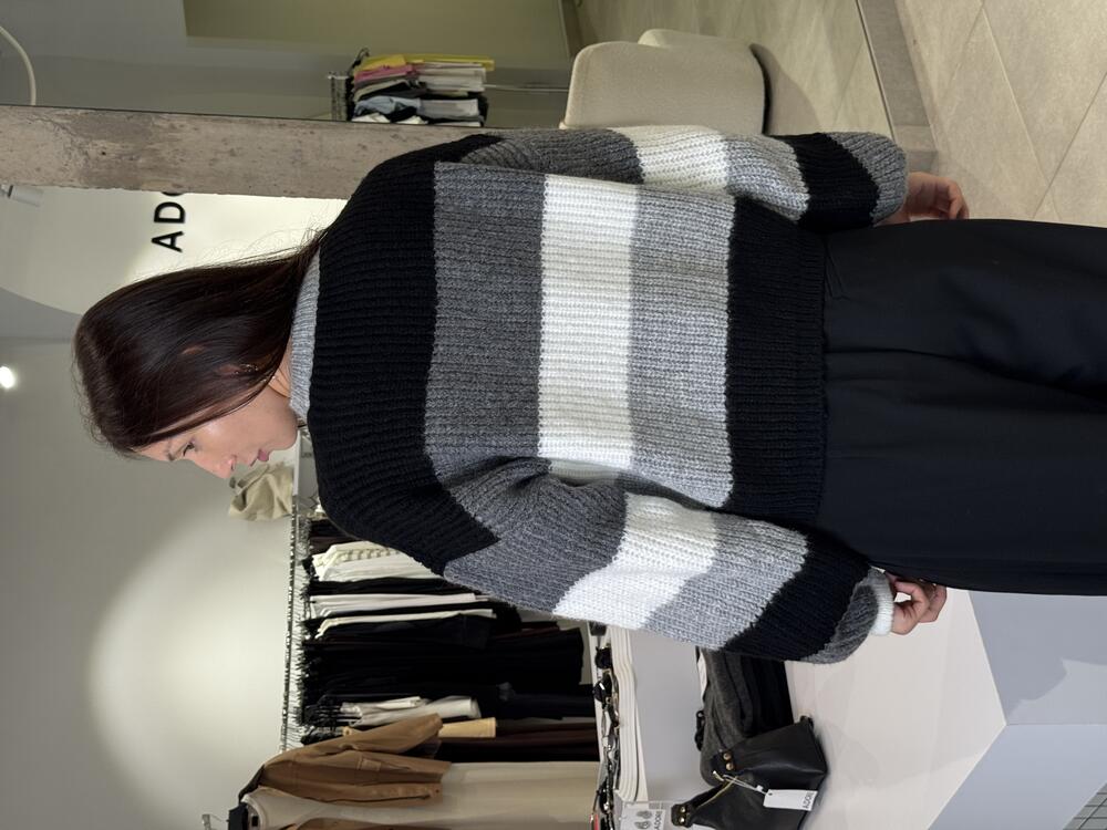 Светр з вовни color block сірий/чорний/молочний/графіт, one size