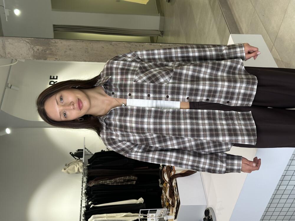 Сорочка в клітинку з кишенею deppot коричневий