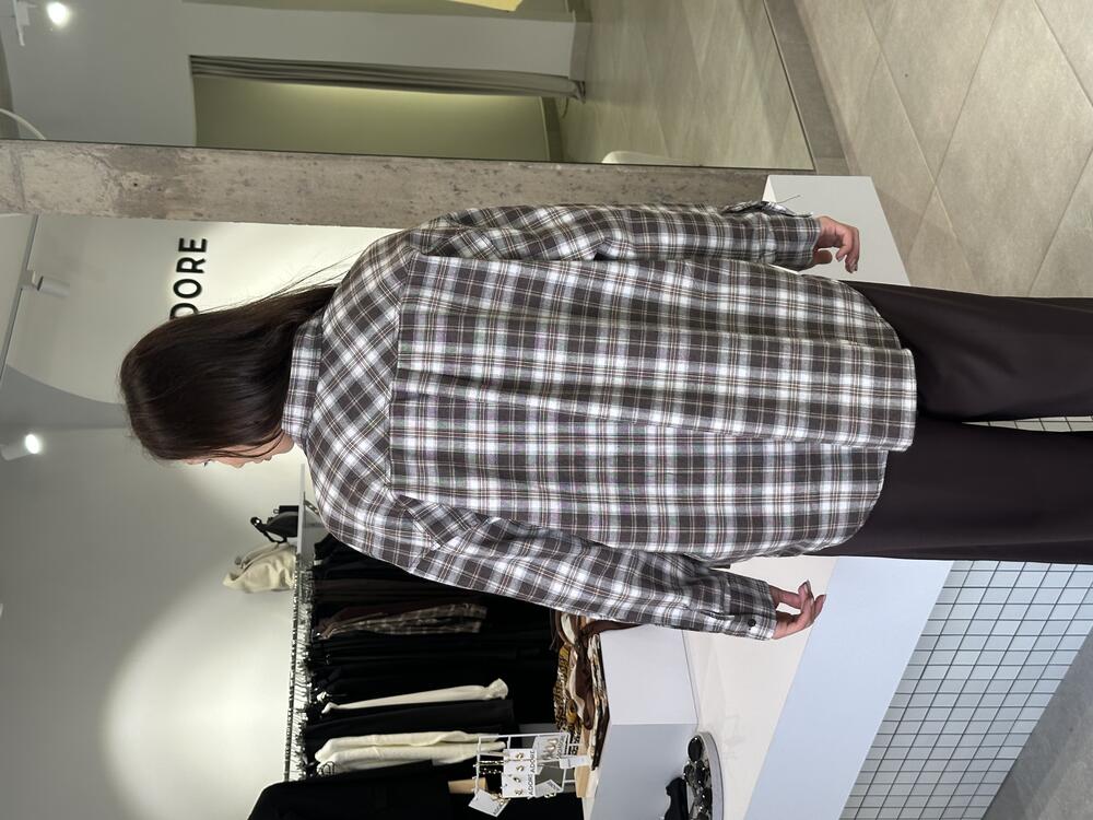 Сорочка в клітинку з кишенею deppot коричневий, S