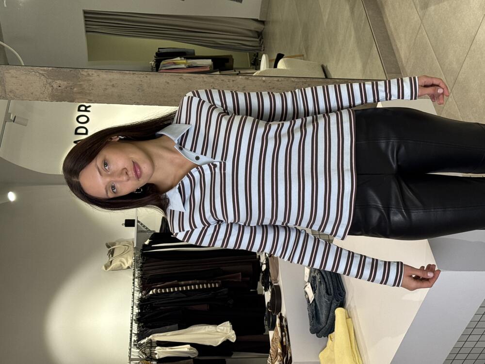 Лонгслів інтерлок полоска 1211\11-1 світло блакитний