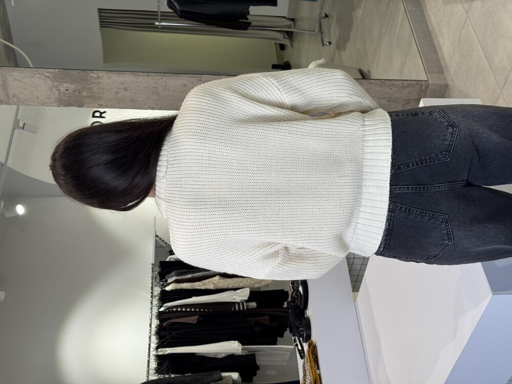 Кардиган з блискавкою крупної в'язки молочний, one size