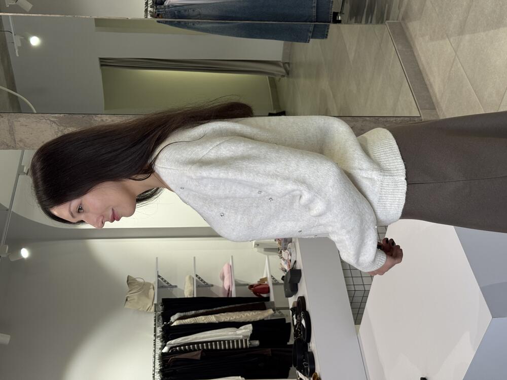 Кардиган з блискавкою та камінцями беж, one size