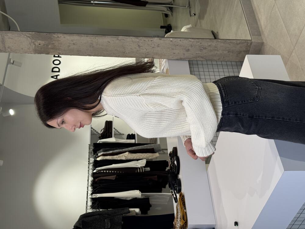 Кардиган з блискавкою крупної в'язки молочний, one size