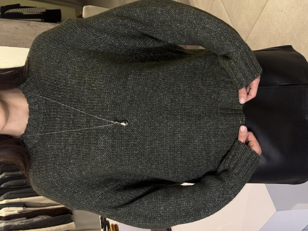 Светер крупної в'язки зелений, one size