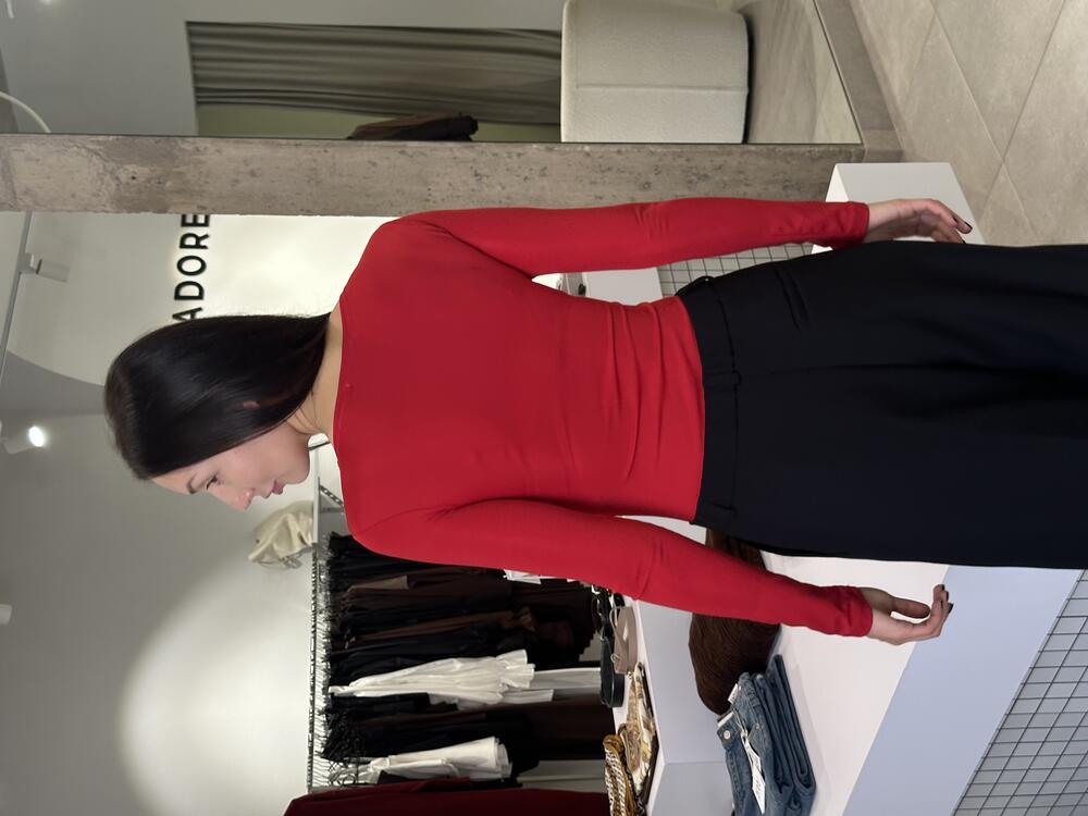 Боді гладкий з квадратним вирізом червоний, L