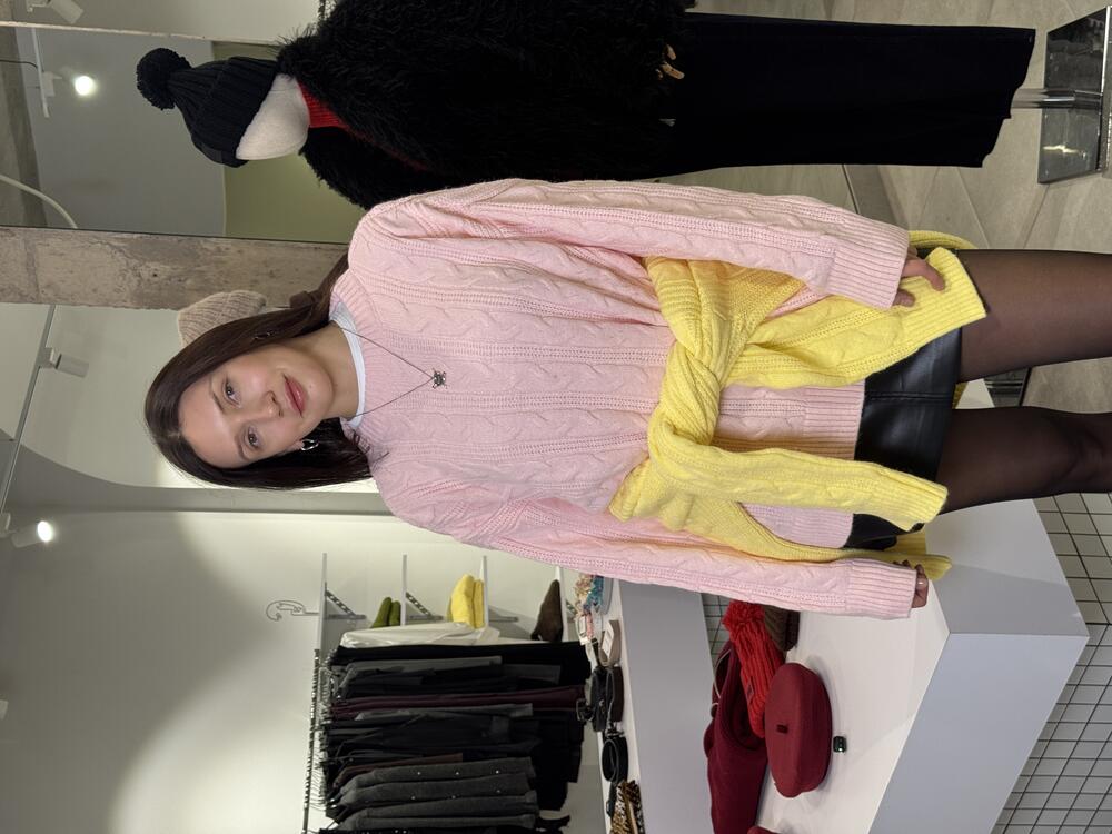 Светр вільного крою косичка рожевий, one size