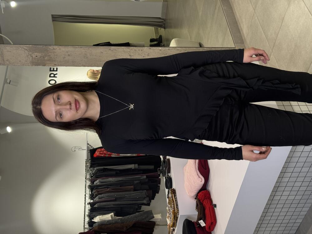 Лонг з воланами чорний, М