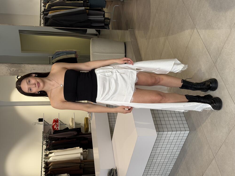 Асиметрична спідниця з мереживом білий