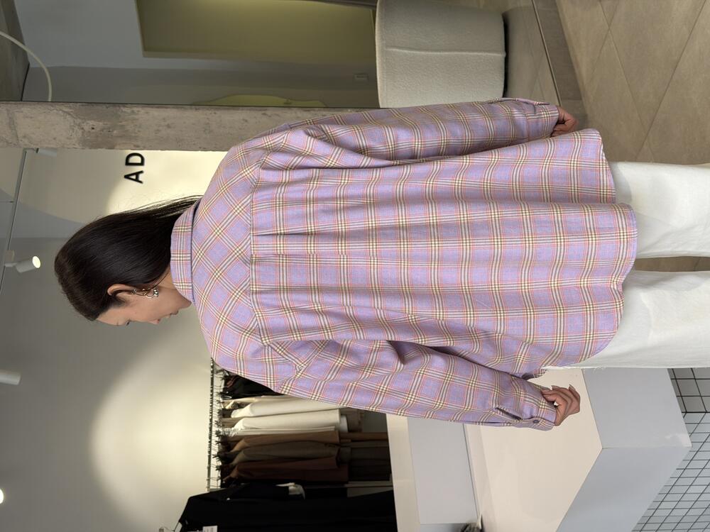 Сорочка в клітинку 2226 фіолетовий в рожеву смужку, S