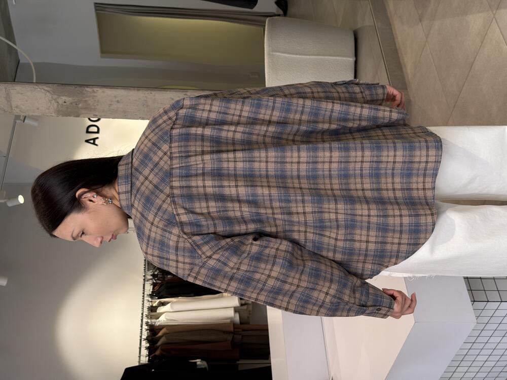 Сорочка в клітинку 2226 беж-блакитний, L