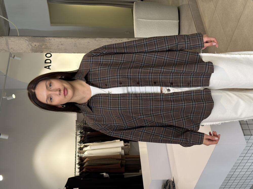 Сорочка в клітинку 2226 шоколад+сірий