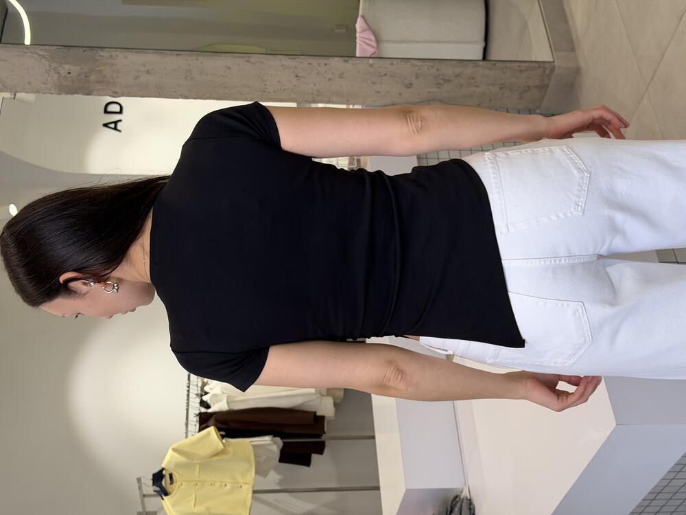 Асиметрична футболка зі збіркою чорний, М