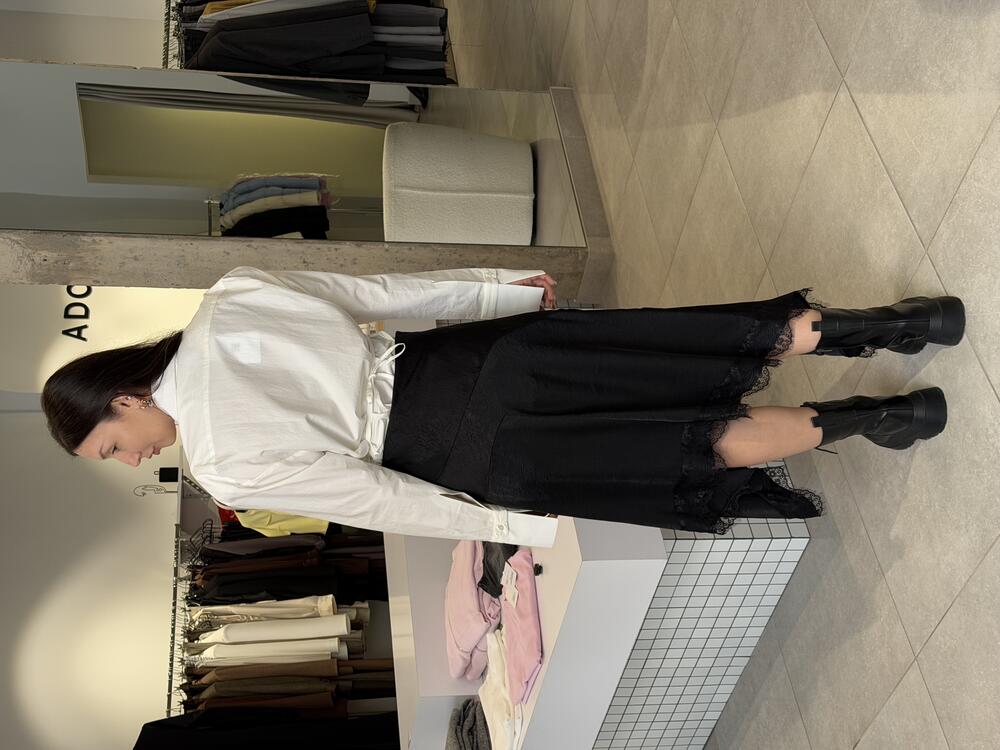 Асиметрична спідниця з мереживом чорний, XS