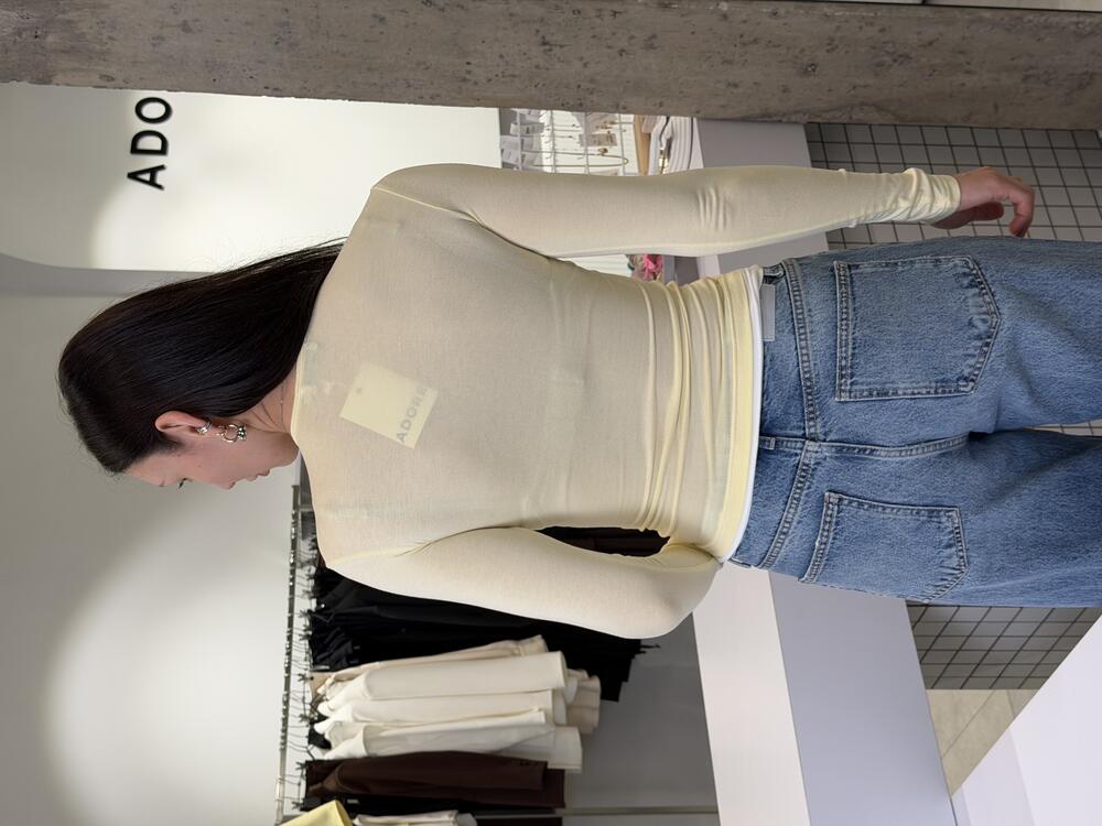 Лонгслів на гудзиках світло-жовтий, M