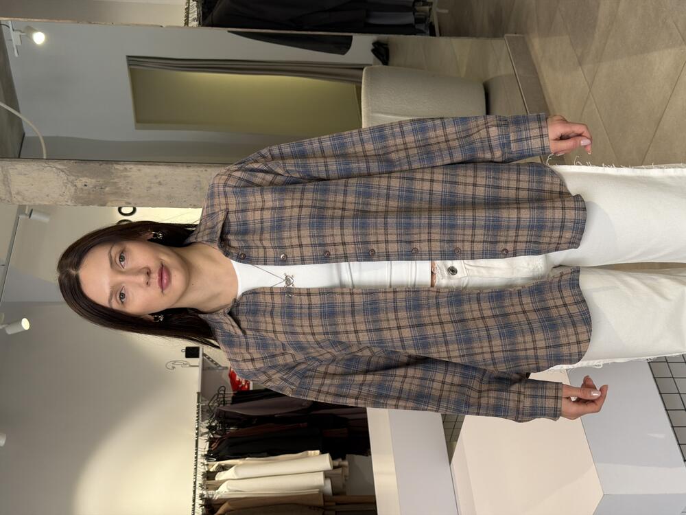 Сорочка в клітинку 2226 беж-блакитний